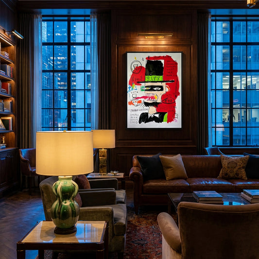 A Lincoln by JMB Homage to Basquiat Large Format Original Painting | Neo-Expressionist Portrait Mixed Media | Mofisto