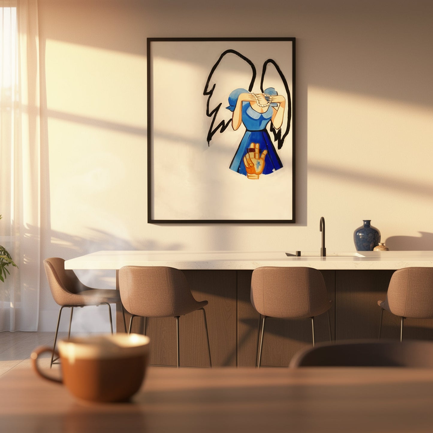 Angels in Pearls Large Format Original Painting | Figurative Angel Mixed Media | Mofisto