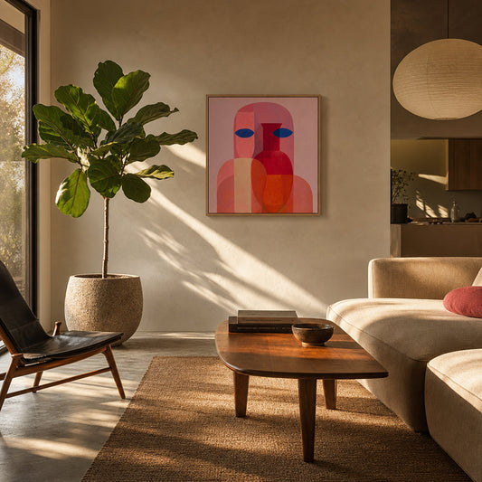 Another Glass, Another Vase Small Format Original Painting | Cubist Geometric Mixed Media | Mofisto