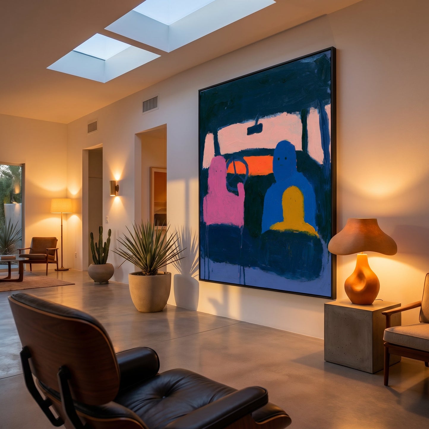 Baby, I'm Driving Styled in Modern Interior Setting | Figurative Folk Art by Mofisto