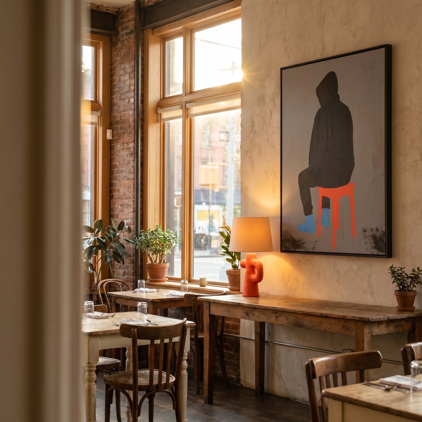 Gimme a Sec, I'm Watching Something Large Format Original Painting | Figurative Minimalist Mixed Media | Mofisto