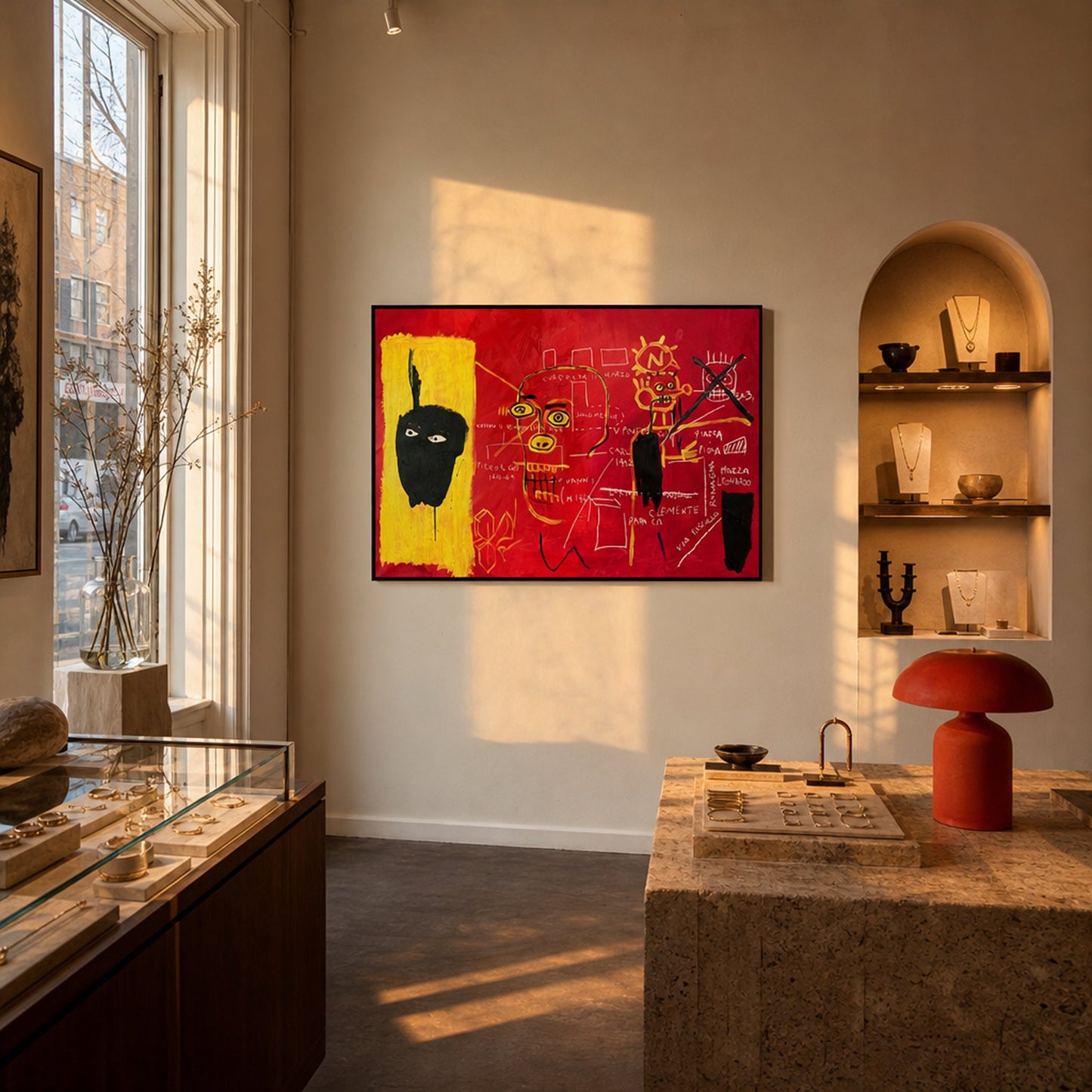 JMB 1982 Large Format Original Painting | Neo-Expressionist Skull Mixed Media | Mofisto