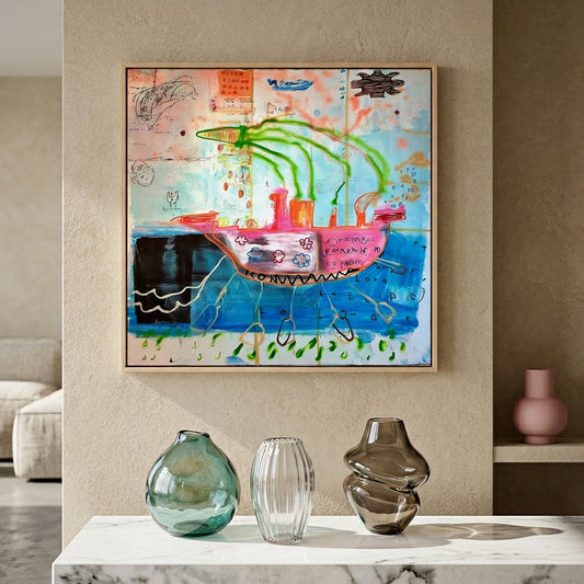 SS Fantasy Small Format Original Painting | Figurative Nautical Mixed Media | Mofisto