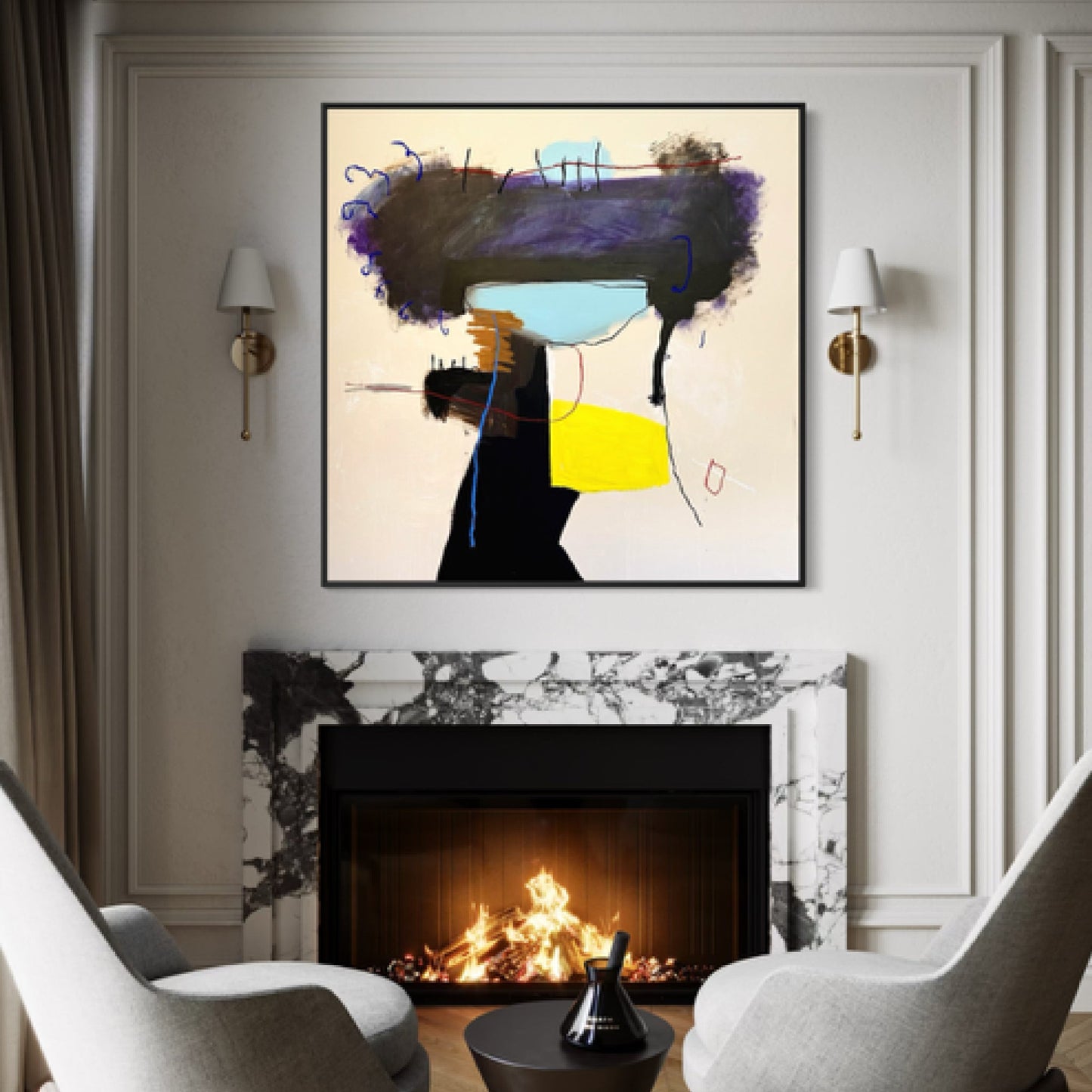 The Platform Large Format Original Painting | Abstract Geometric Mixed Media | Mofisto