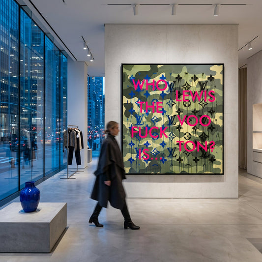 Who the Fuck is Lewis Vooton Styled in Modern Interior Setting | Figurative Portrait Art by Mofisto