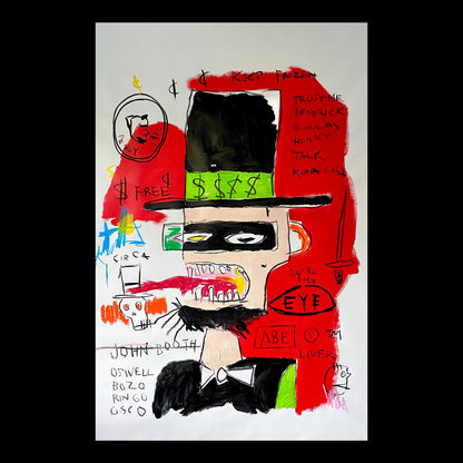 A Lincoln by JMB Homage to Basquiat Original Hand-Painted Artwork | Neo-Expressionist Portrait Mixed Media on Canvas | Mofisto