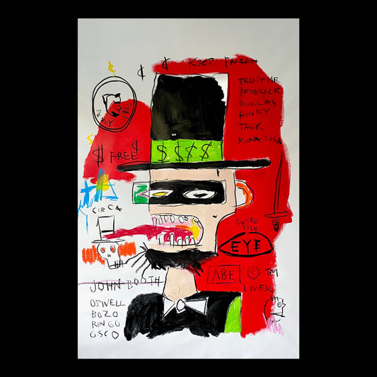 A Lincoln by JMB Homage to Basquiat Original Hand-Painted Artwork | Neo-Expressionist Portrait Mixed Media on Canvas | Mofisto