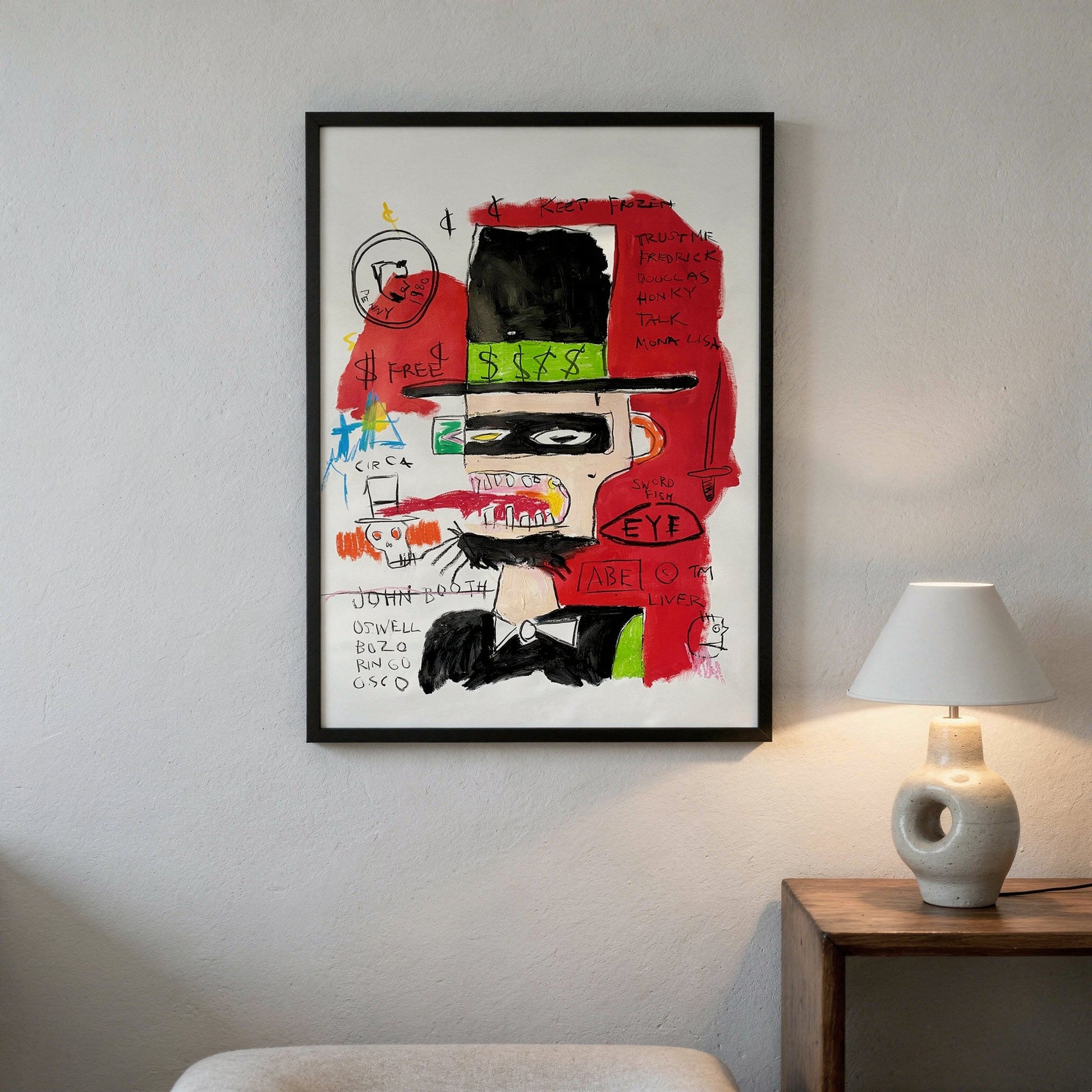 A Lincoln by JMB Homage to Basquiat Small Format Original Painting | Neo-Expressionist Portrait Mixed Media | Mofisto