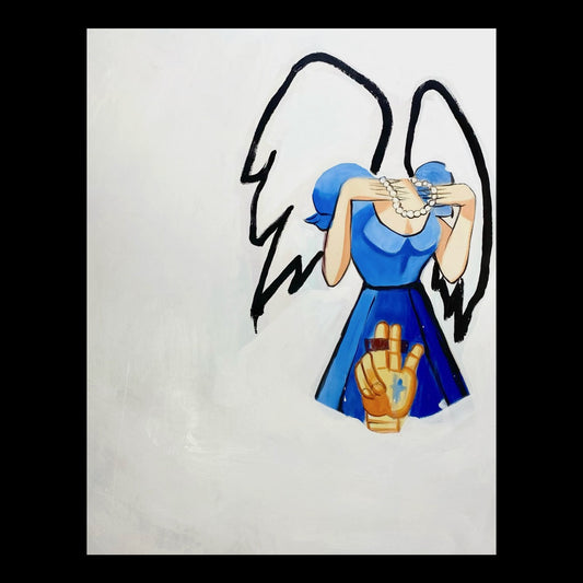 Angels in Pearls Original Hand-Painted Artwork | Figurative Angel Mixed Media on Canvas | Mofisto