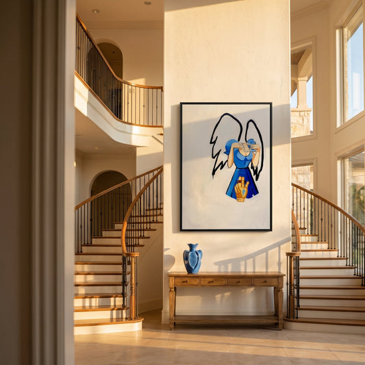Angels in Pearls Styled in Modern Interior Setting | Figurative Angel Art by Mofisto