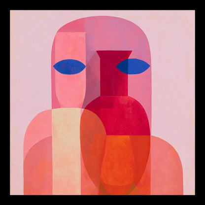 Another Glass, Another Vase Original Hand-Painted Artwork | Cubist Figurative Geometric Pink Mixed Media on Canvas | Mofisto