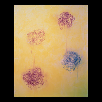 A Number of Certain Feelings Original Hand-Painted Artwork | Abstract Floral Minimalist Yellow Mixed Media on Canvas | Mofisto