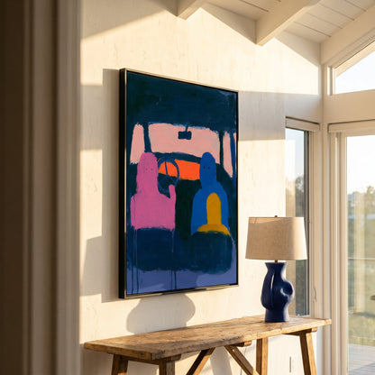 Baby, I'm Driving Large Format Original Painting | Figurative Folk Art Mixed Media | Mofisto