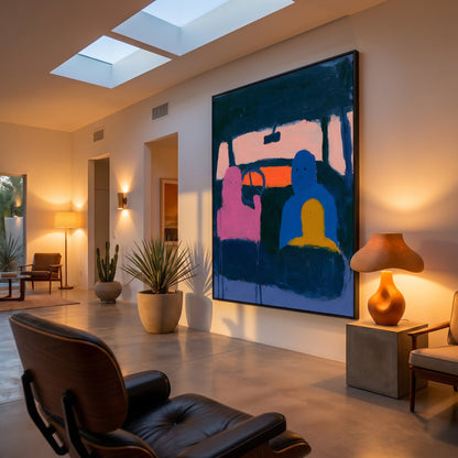 Baby, I'm Driving Styled in Modern Interior Setting | Figurative Folk Art by Mofisto