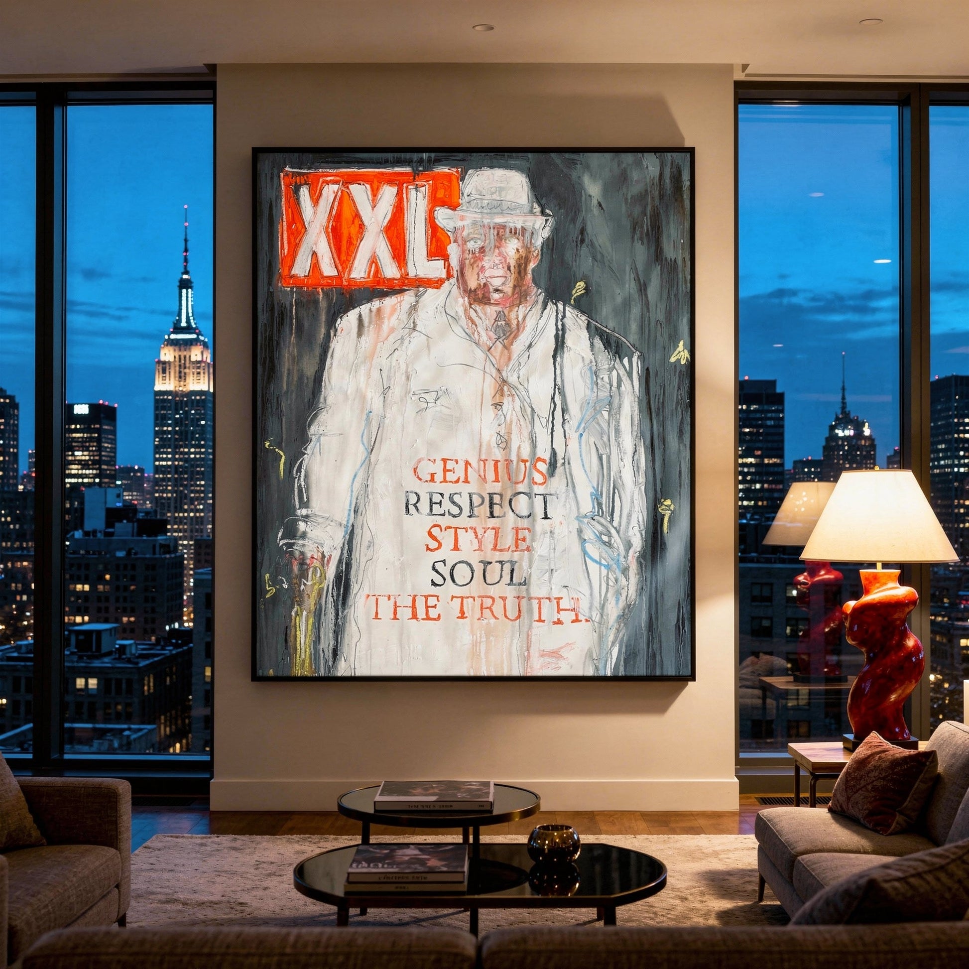 Biggie XXL Styled in Modern Interior Setting | Figurative Hip-Hop Art by Mofisto