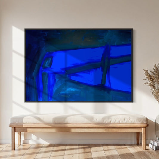 Amsterdam Blue Large Format Original Painting | Abstract Blue Mixed Media | Mofisto