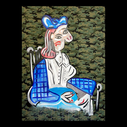 Camo O' Pablo Original Hand-Painted Artwork | Figurative Pop Art Mixed Media on Canvas | Mofisto