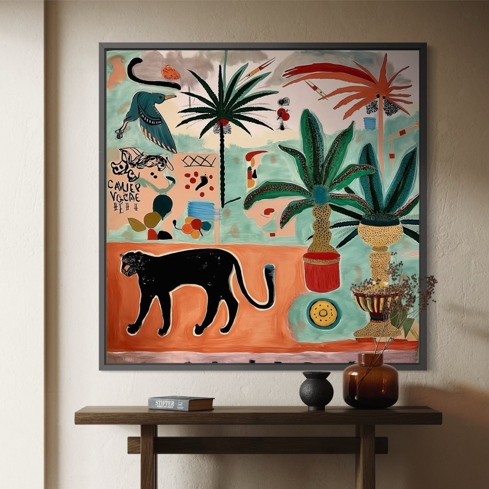 Desert Reflection Small Format Original Painting | Abstract Figurative Mixed Media | Mofisto