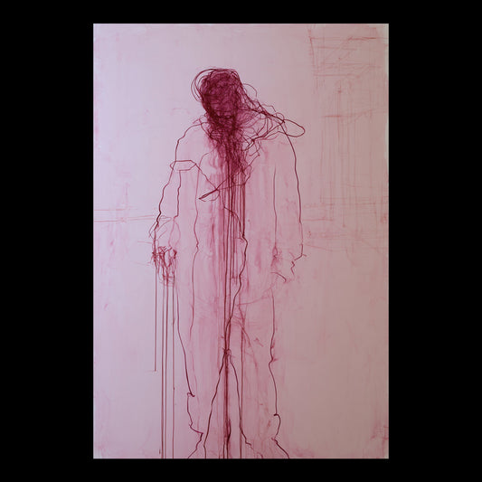 Destructive Criticism Original Hand-Painted Artwork | Figurative Minimalist Pink Portrait Mixed Media on Canvas | Mofisto