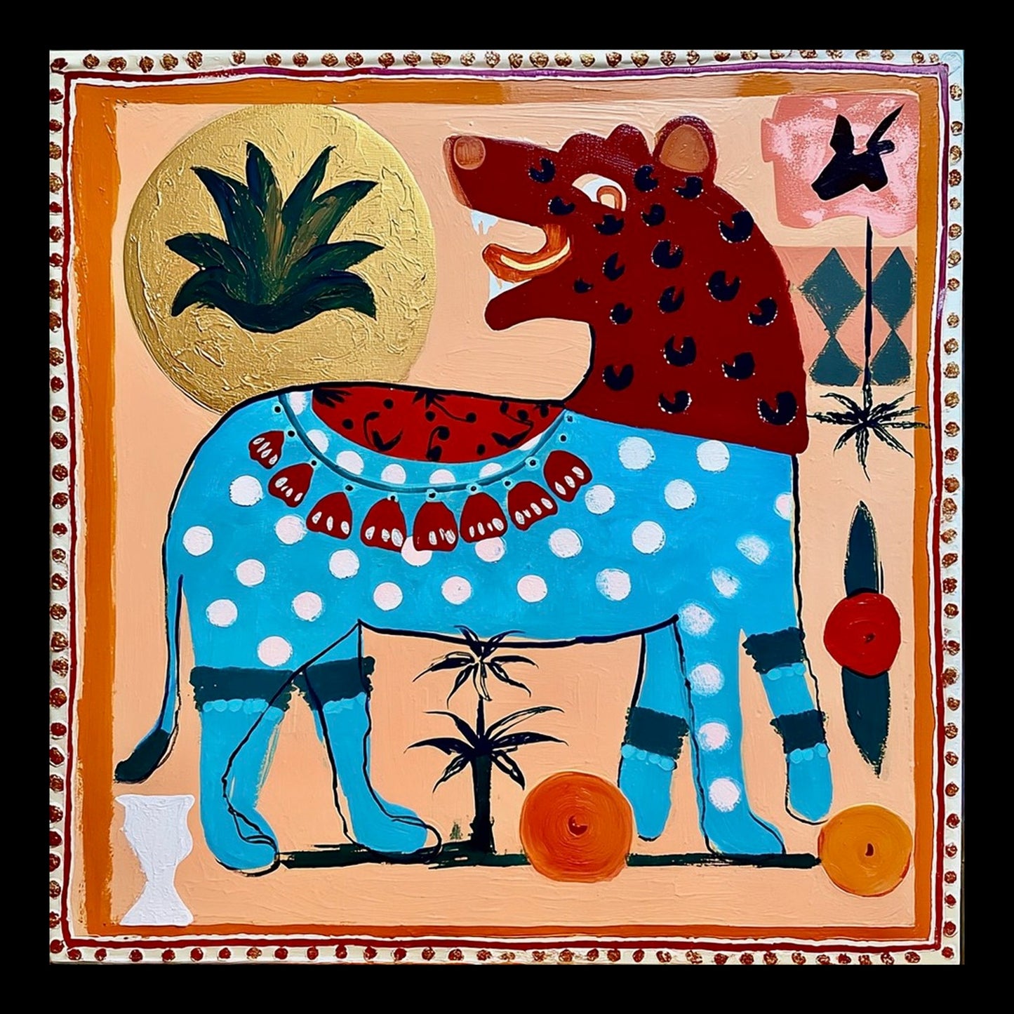 Don't Bite the Hand That Feeds You Original Hand-Painted Artwork | Figurative Folk Art Mixed Media on Canvas | Mofisto