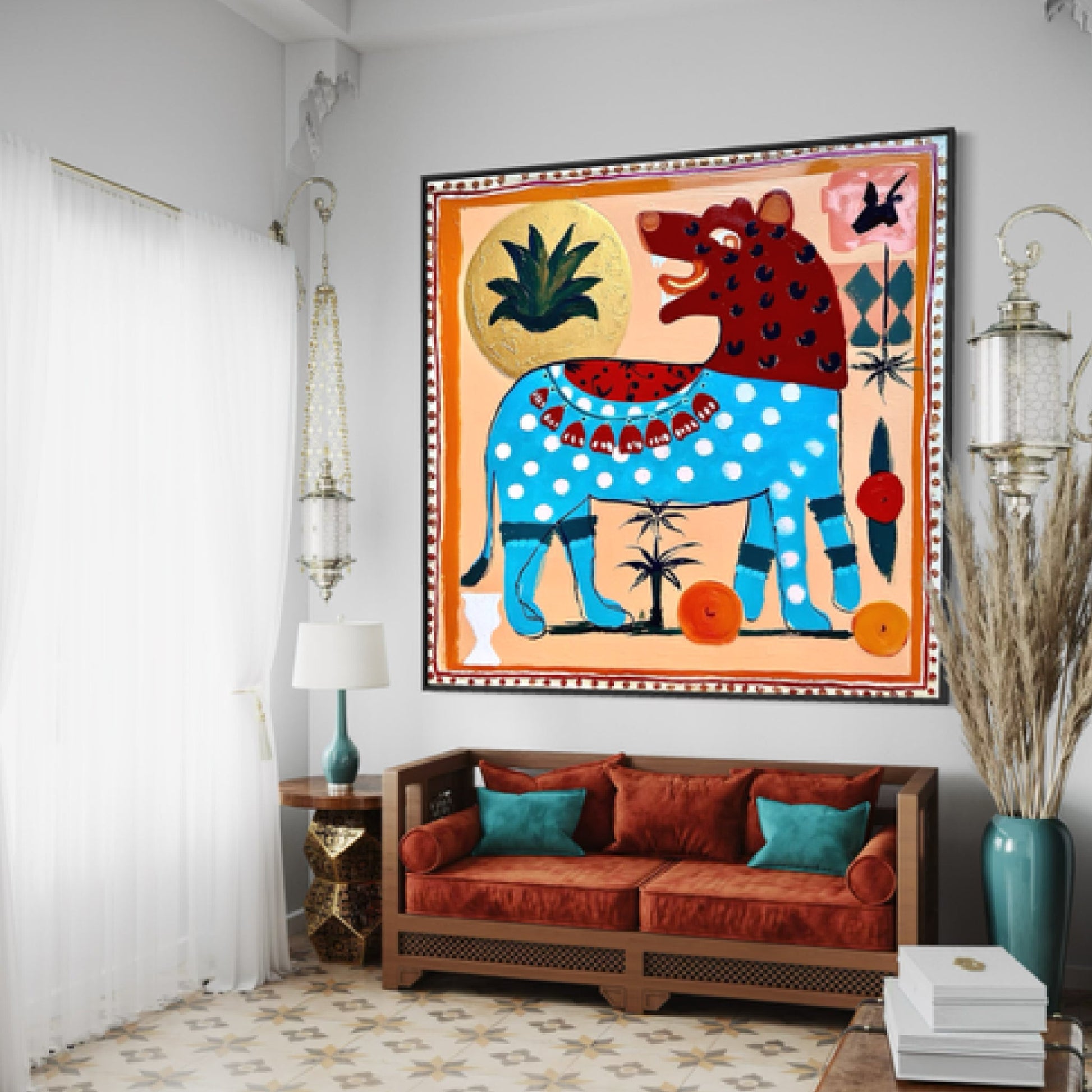 Don't Bite the Hand That Feeds You Large Format Original Painting | Figurative Folk Art | Mofisto