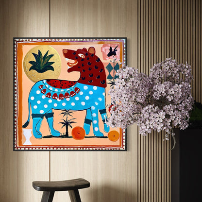 Don't Bite the Hand That Feeds You Small Format Original Painting | Figurative Folk Art | Mofisto