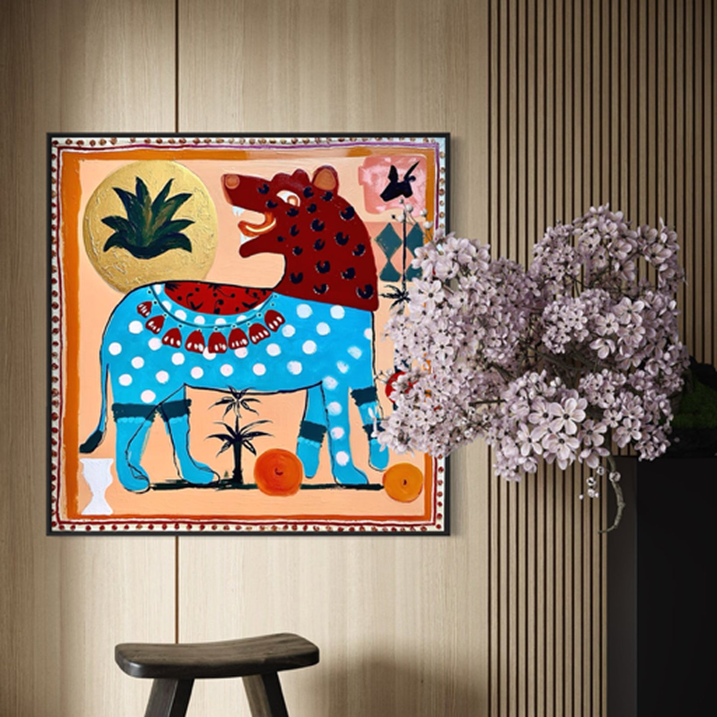 Don't Bite the Hand That Feeds You Small Format Original Painting | Figurative Folk Art | Mofisto