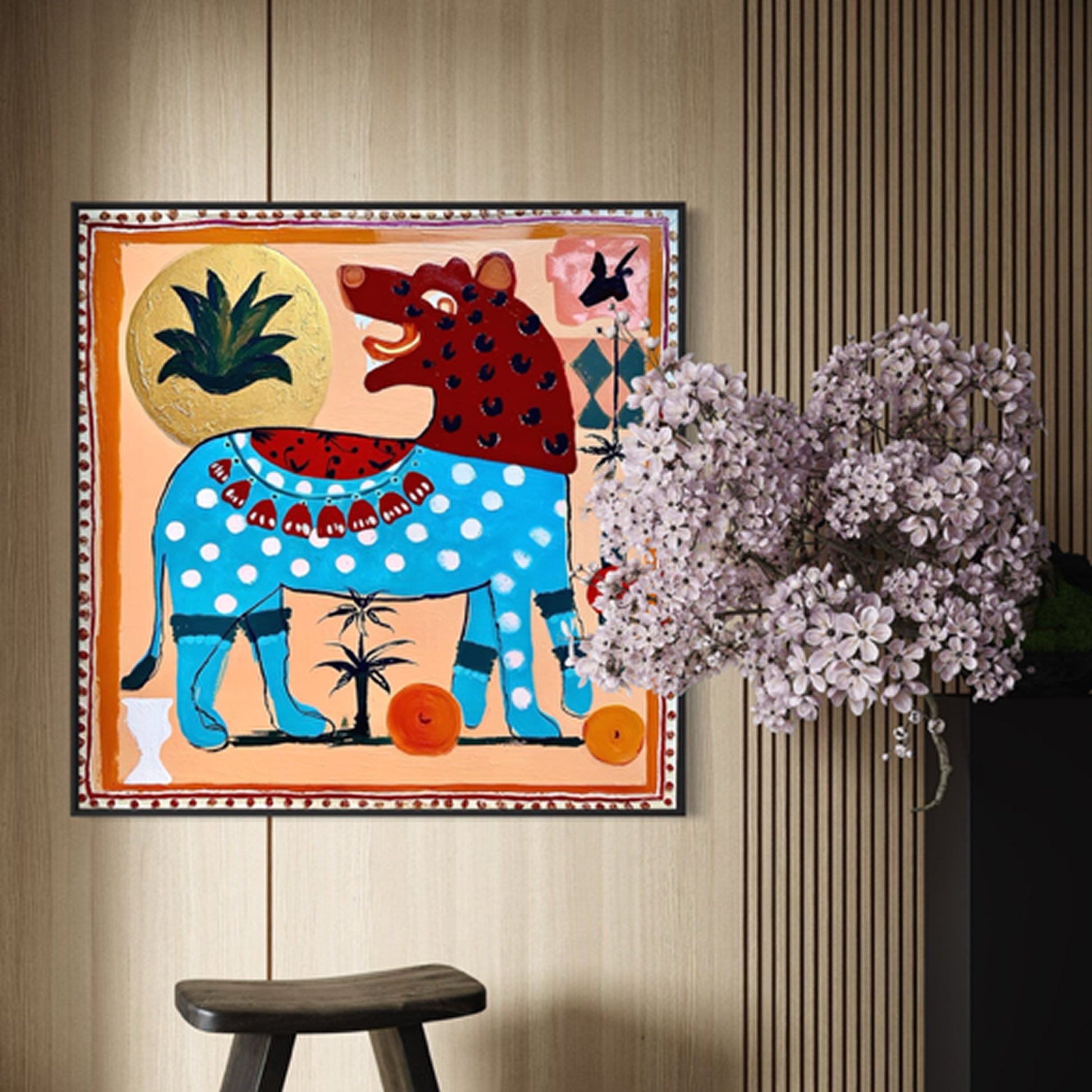Don't Bite the Hand That Feeds You Small Format Original Painting | Figurative Folk Art | Mofisto