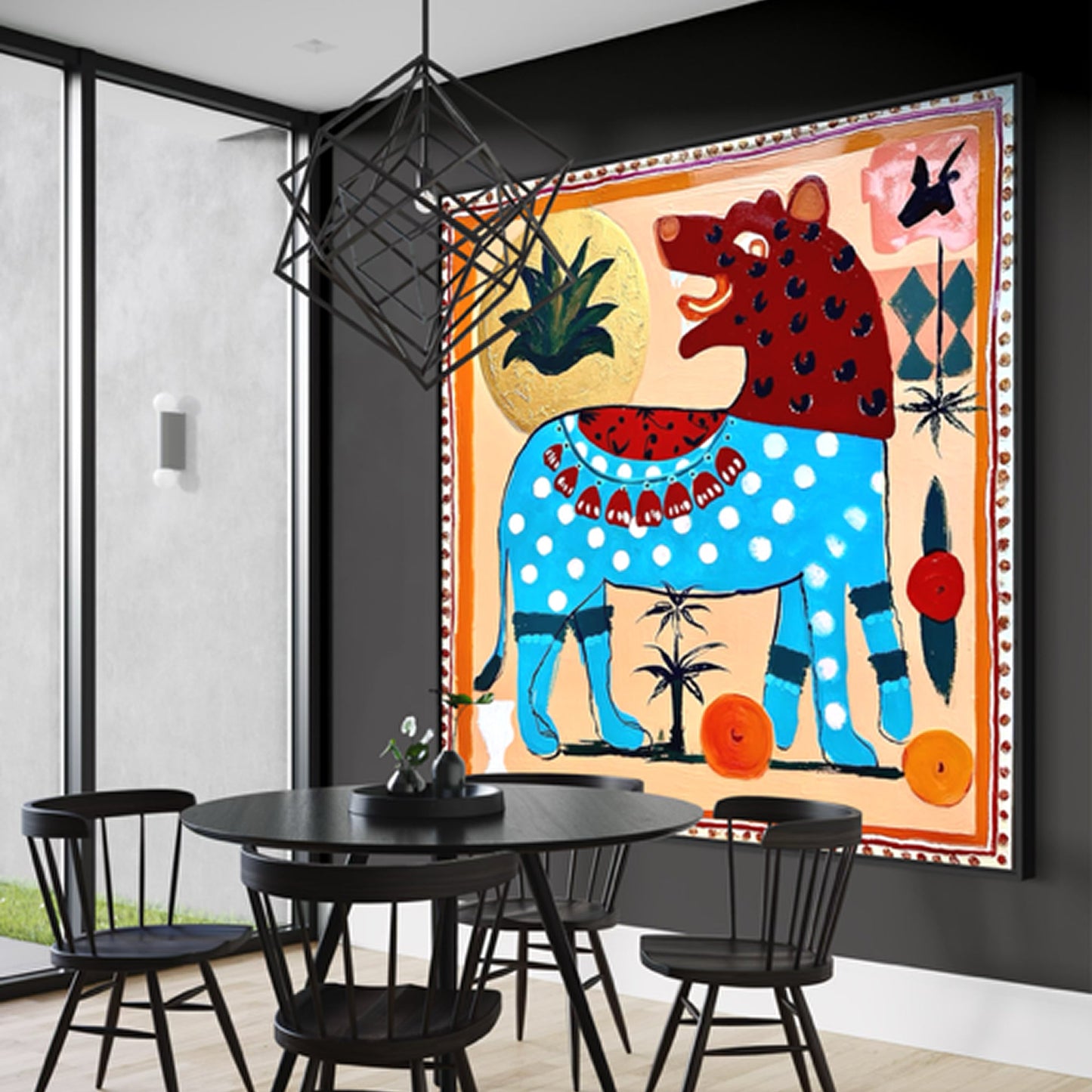 Don't Bite the Hand That Feeds You Styled in Modern Interior Setting | Folk Art by Mofisto