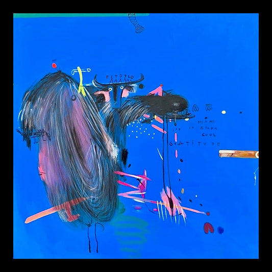 El Toro Original Hand-Painted Artwork | Abstract Equestrian Bull Mixed Media on Canvas | Mofisto