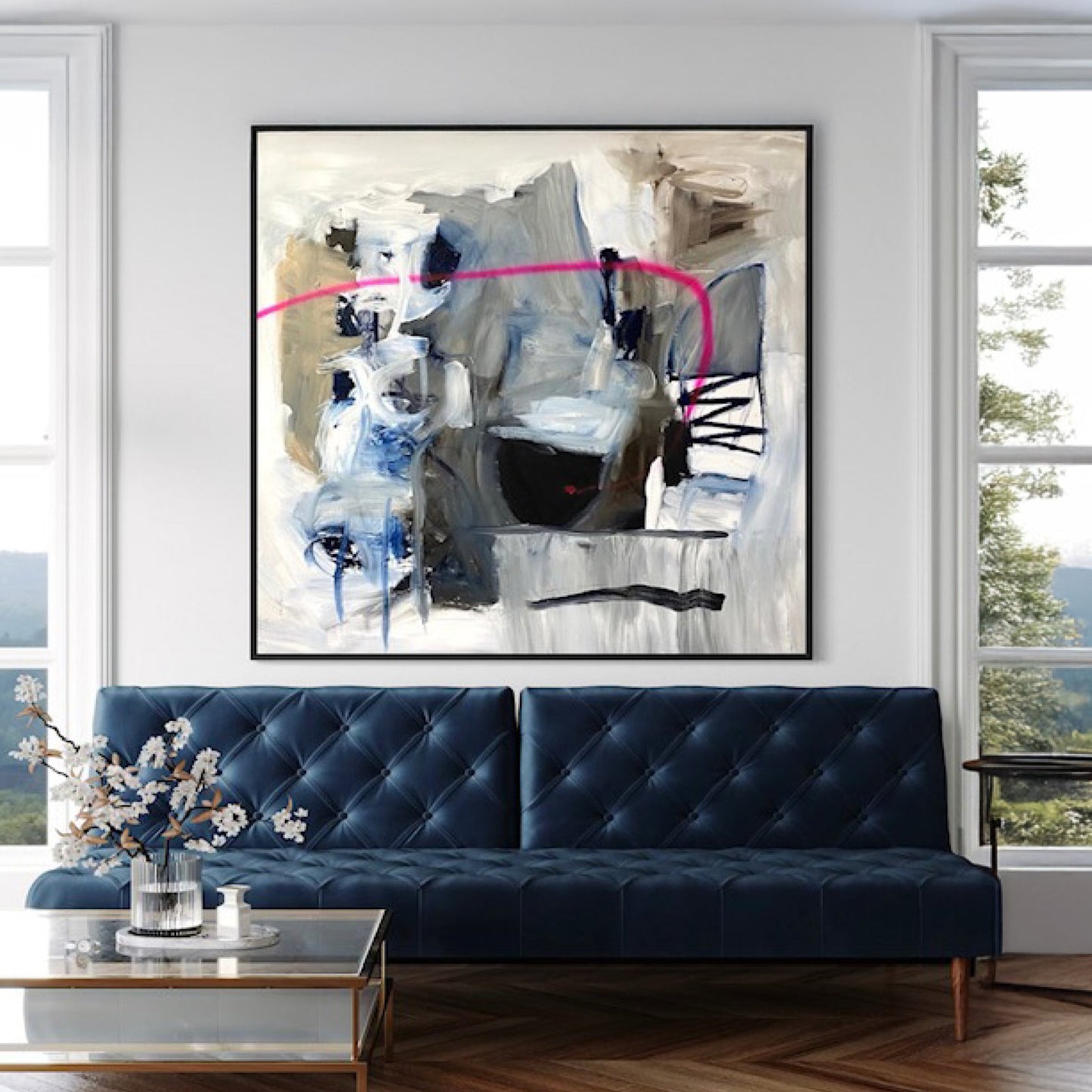 Expression in Time Large Format Original Painting | Abstract Gestural Mixed Media | Mofisto