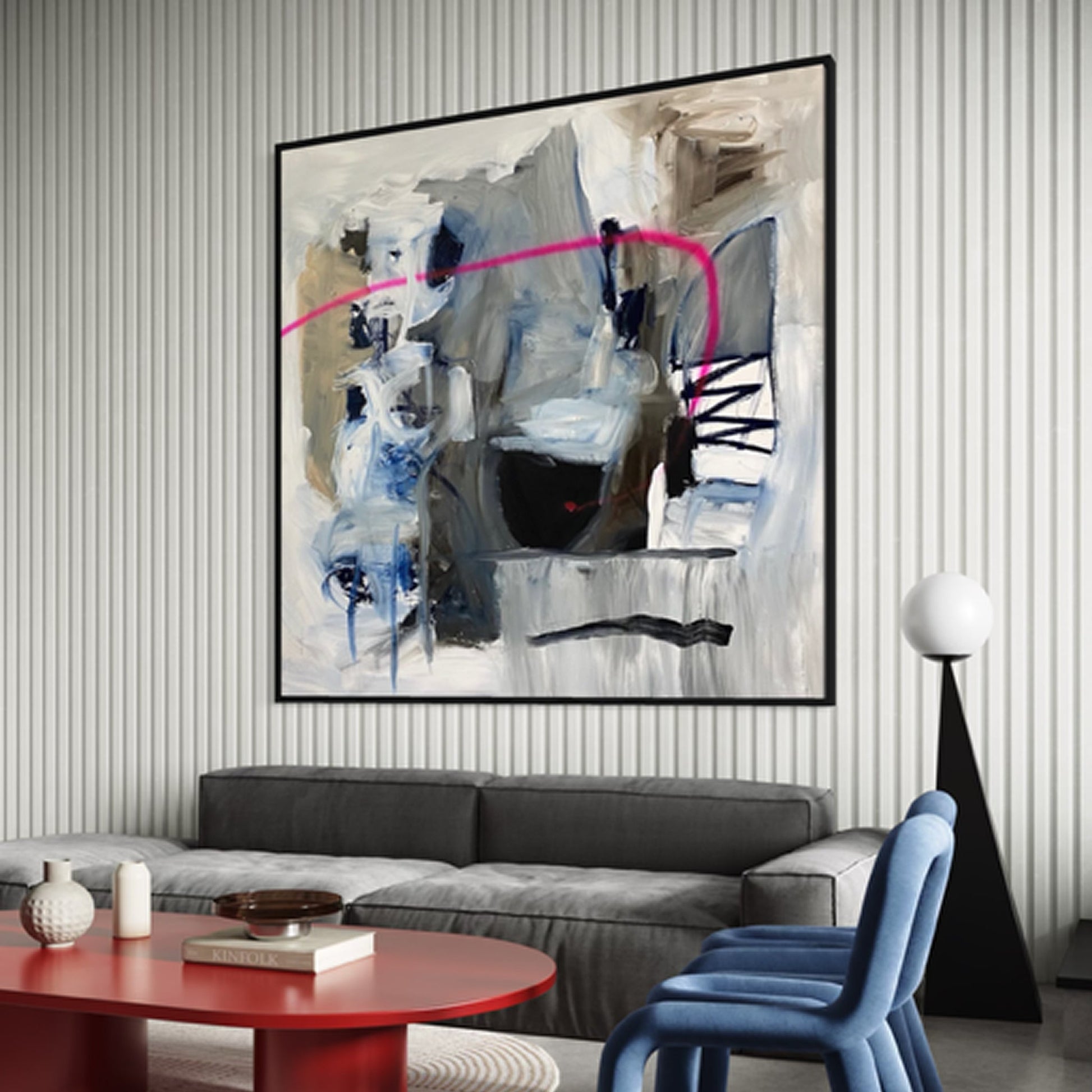 Expression in Time Styled in Modern Interior Setting | Abstract Gestural Art by Mofisto