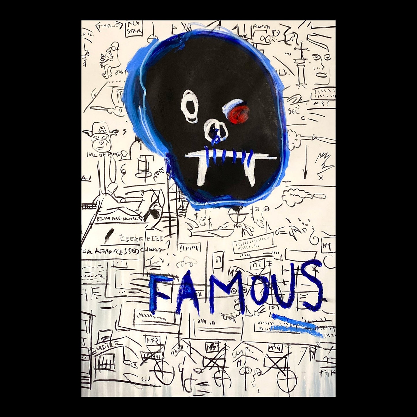 Famous Baby Original Hand-Painted Artwork | Neo-Expressionist Skull Street Art Mixed Media on Canvas | Mofisto