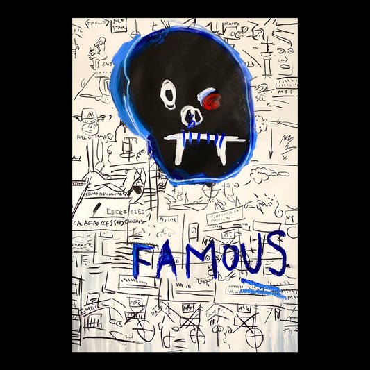 Famous Baby Original Hand-Painted Artwork | Neo-Expressionist Skull Street Art Mixed Media on Canvas | Mofisto