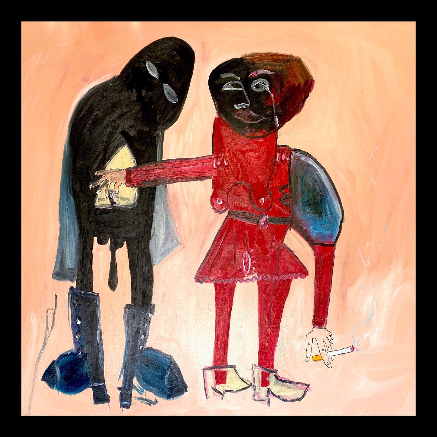 Fine Tuning Original Hand-Painted Artwork | Expressionist Figurative Mixed Media on Canvas | Mofisto