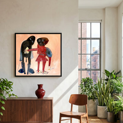 Fine Tuning Small Format Original Painting | Expressionist Figurative Mixed Media | Mofisto