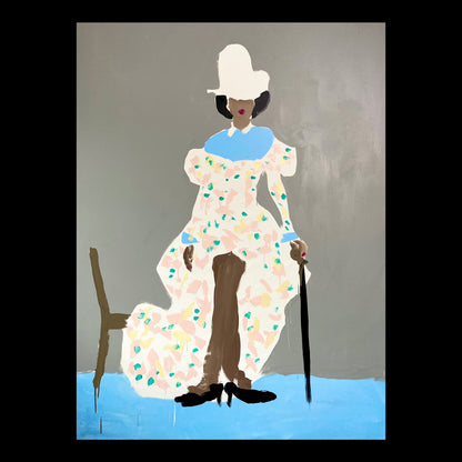Floral Fascination Original Hand-Painted Artwork | Fashion Portrait Mixed Media on Canvas | Mofisto