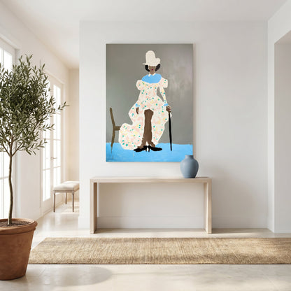 Floral Fascination Small Format Original Painting | Fashion Portrait Mixed Media | Mofisto