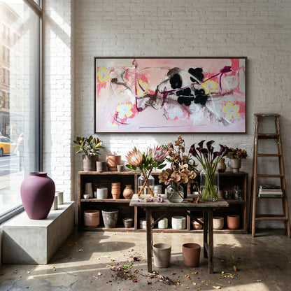 Floral Inclusions Large Format Original Painting | Abstract Floral Mixed Media | Mofisto