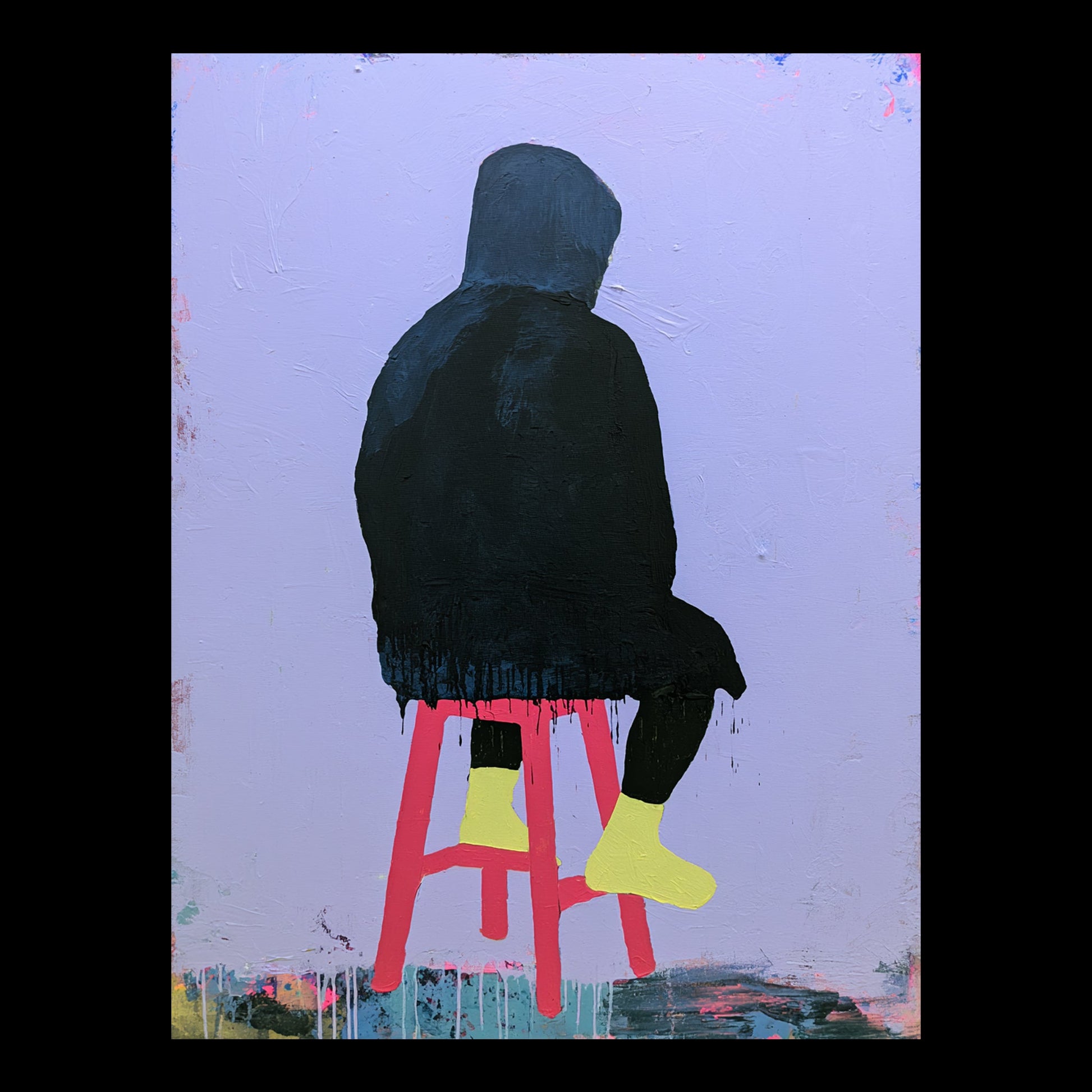 Gimme a Sec, I'm Thinking Original Hand-Painted Artwork | Figurative Minimalist Portrait Mixed Media on Canvas | Mofisto