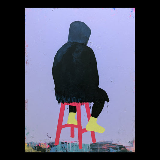 Gimme a Sec, I'm Thinking Original Hand-Painted Artwork | Figurative Minimalist Portrait Mixed Media on Canvas | Mofisto
