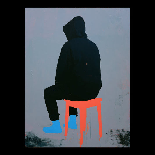Gimme a Sec, I'm Watching Something Original Hand-Painted Artwork | Figurative Minimalist Portrait Mixed Media on Canvas | Mofisto