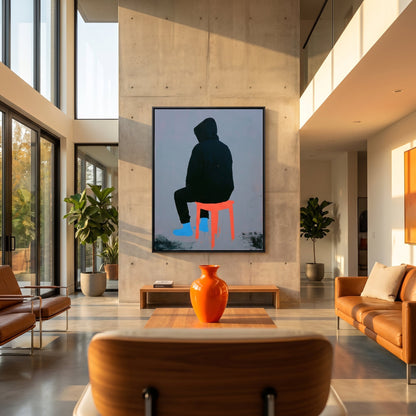 Gimme a Sec, I'm Watching Something Styled in Modern Interior Setting | Figurative Minimalist Art by Mofisto