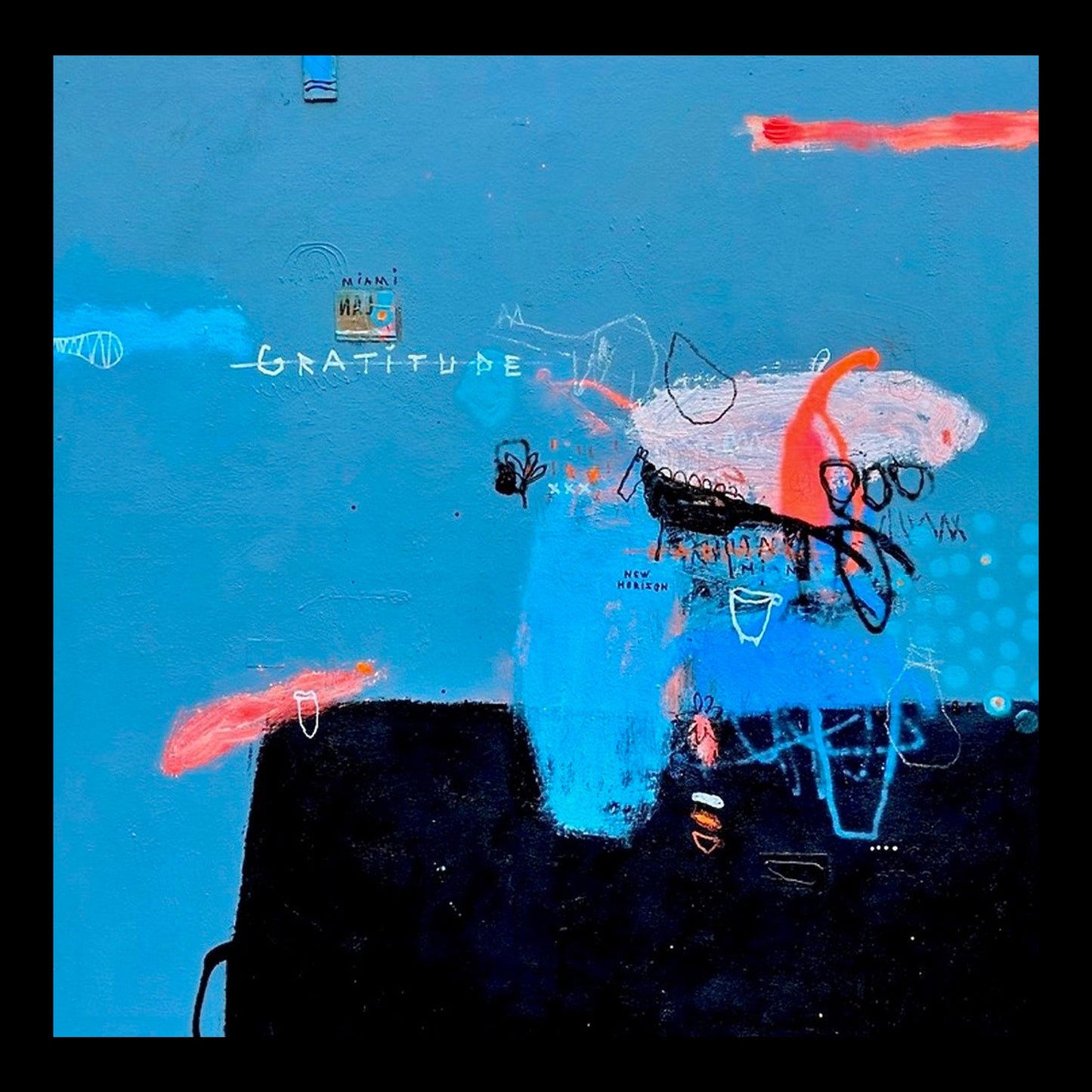 Gratitude Original Hand-Painted Artwork | Abstract Typography Mixed Media on Canvas | Mofisto