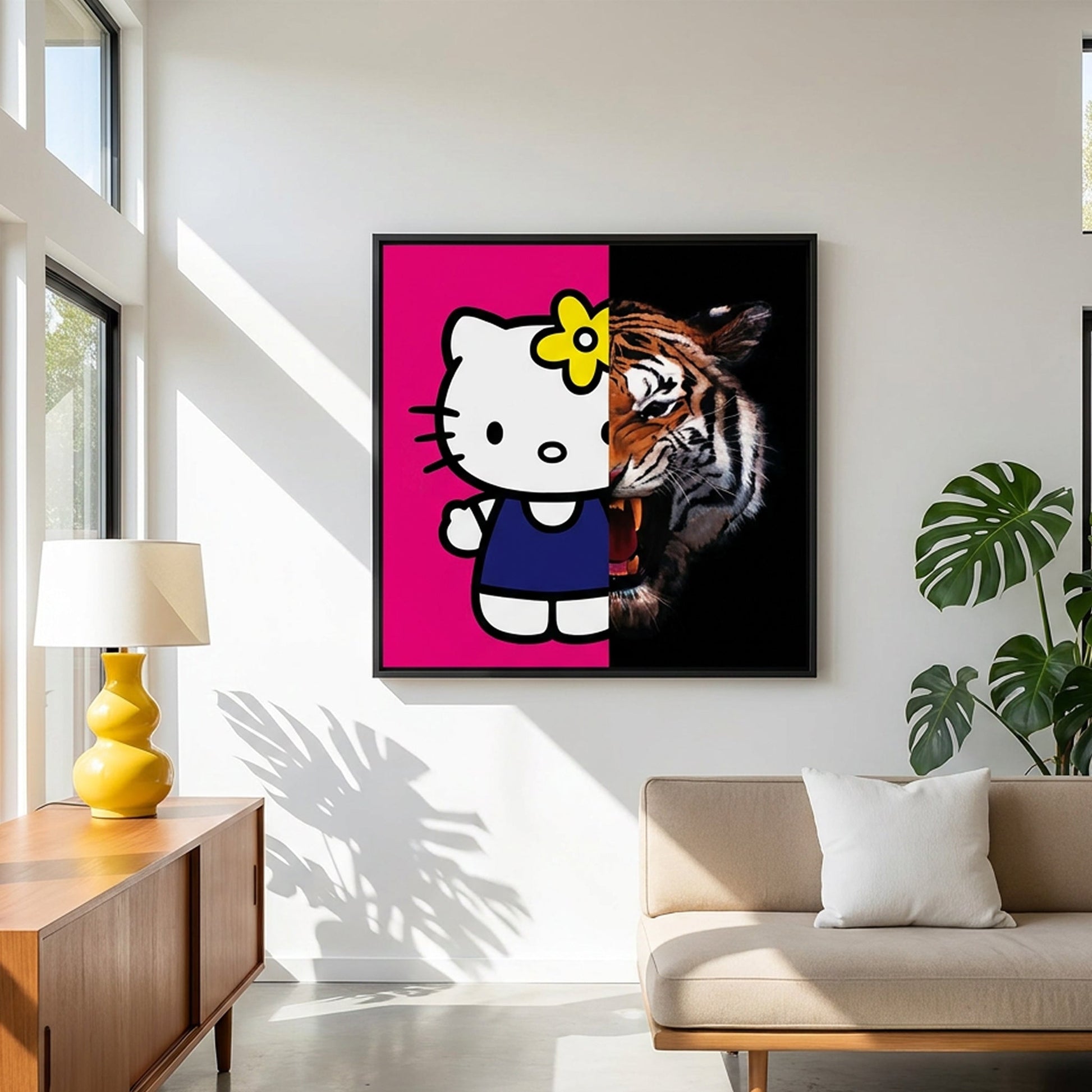 Hello Kitty, Don't Bite the Hand That Feeds You Large Format Original Painting | Pop Art Mixed Media | Mofisto