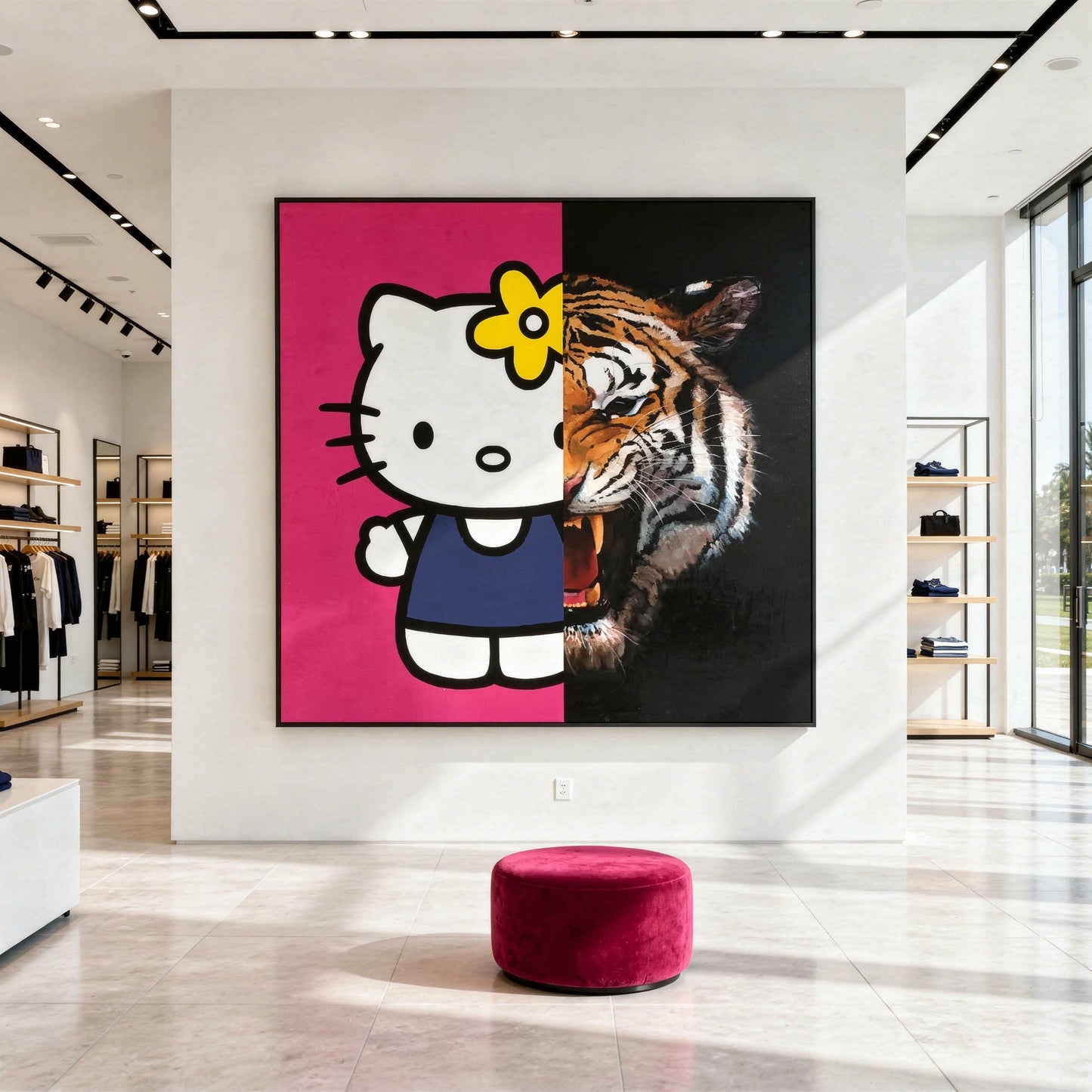 Hello Kitty, Don't Bite the Hand That Feeds You Styled in Modern Interior Setting | Pop Art by Mofisto