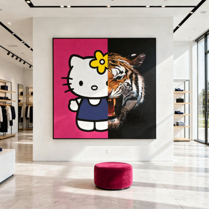 Hello Kitty, Don't Bite the Hand That Feeds You Styled in Modern Interior Setting | Pop Art by Mofisto