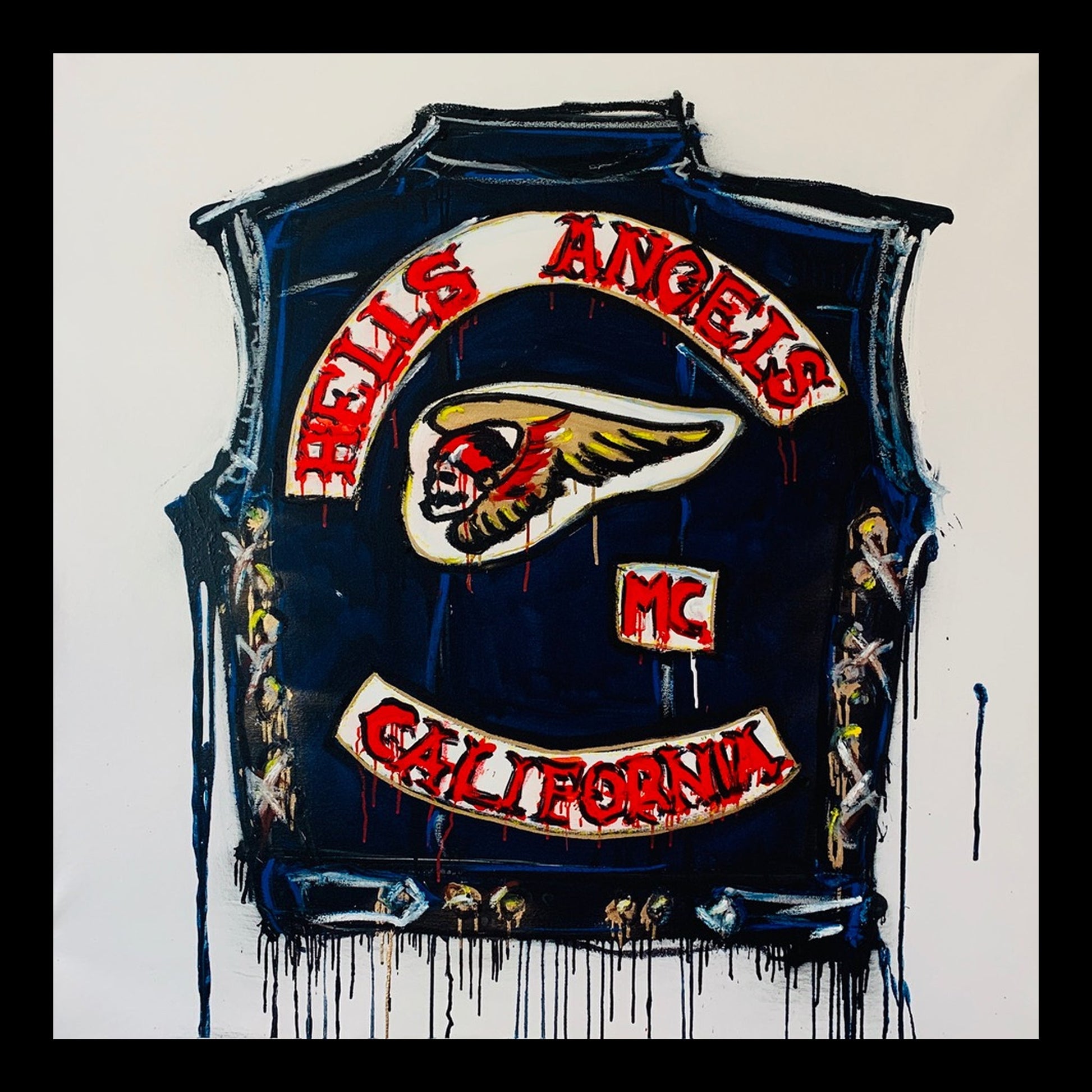 Hells Angels Original Hand-Painted Artwork | Figurative Americana Biker Mixed Media on Canvas | Mofisto