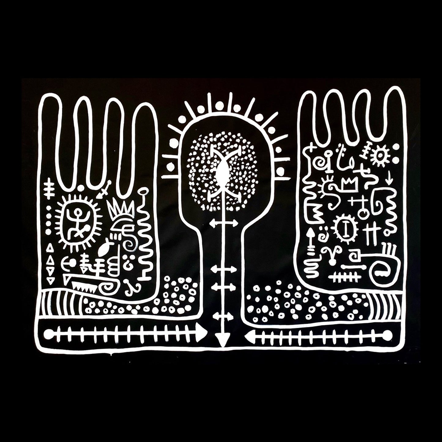 Here and Now Original Hand-Painted Artwork | Abstract Black and White Mixed Media on Canvas | Mofisto