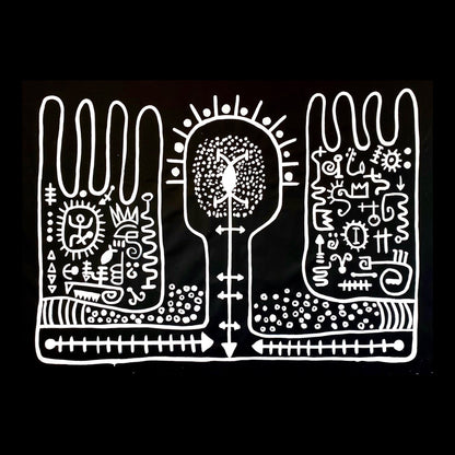 Here and Now Original Hand-Painted Artwork | Abstract Black and White Mixed Media on Canvas | Mofisto